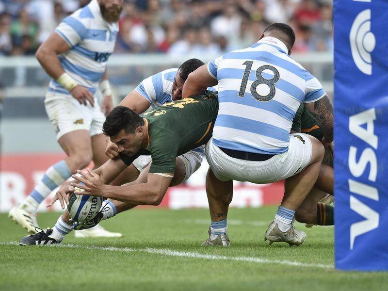 Damian De Allende scored one of South Africa's tries in their Rugby Championship win in Argentina. (AP PHOTO)