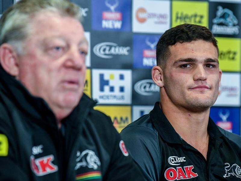 Phil Gould (left) says the re-signing of Nathan Cleary keeps Penrith's premiership window open.