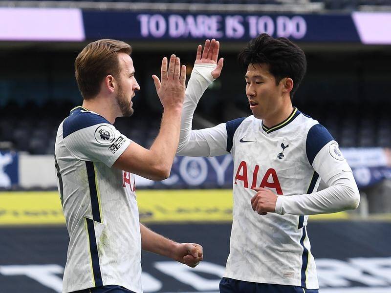 Harry Kane (l) and Son Heung-min (r) teamed up for Son's 100th Spurs goal in the 3-0 win over Leeds.