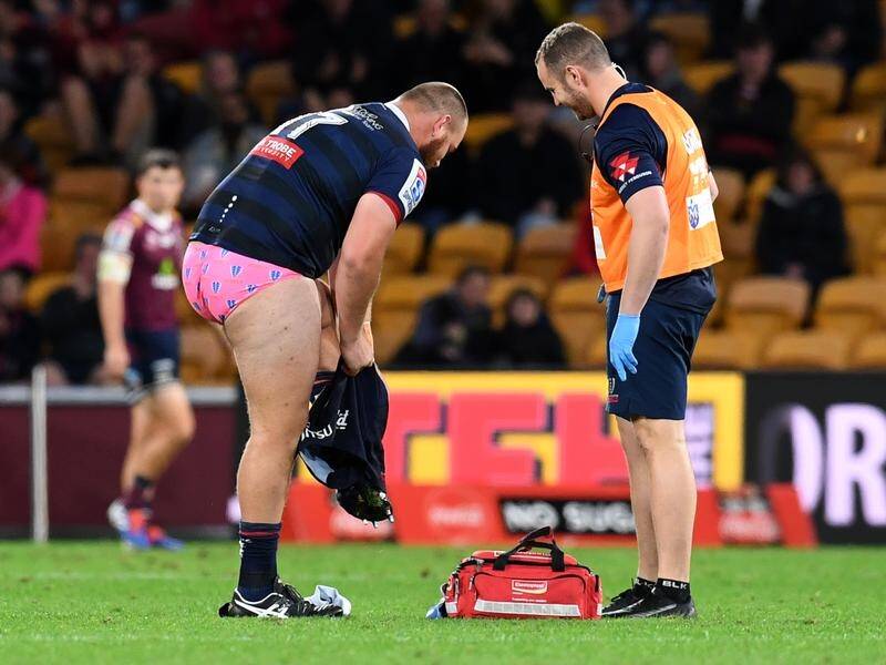 Melbourne Rebels' Cabous Eloff required a change of attire in their defeat to the Queensland Reds.