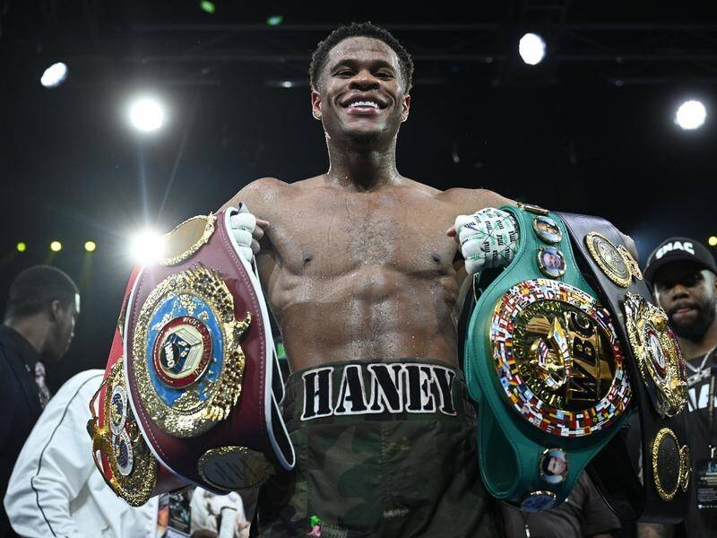 Undisputed champion Devin Haney is tipped to become one of boxing's all-time greats. (James Ross/AAP PHOTOS)