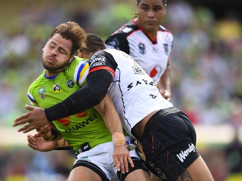 Scans have shown Canberra's Aidan Sezer (l) will be out for at least two weeks.