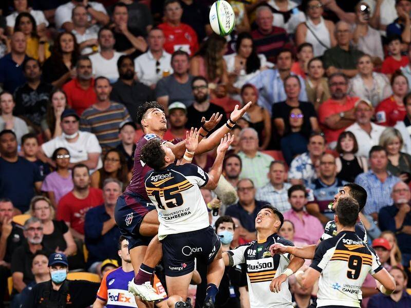 Jordan Petaia, of the Reds, producing a moment of soaring brilliance to score against the Brumbies.