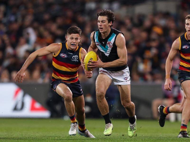 Connor Rozee has won the captaincy and a bumper eight-year deal from Port Adelaide. (Matt Turner/AAP PHOTOS)