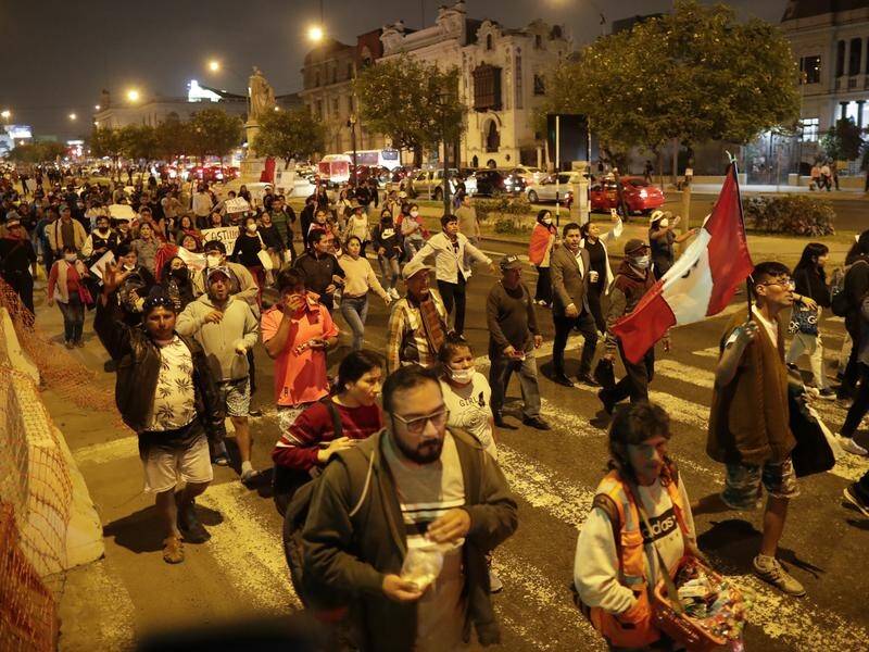 Supporters of Peru's former-president Pedro Castillo are calling for the closure of congress. (EPA PHOTO)