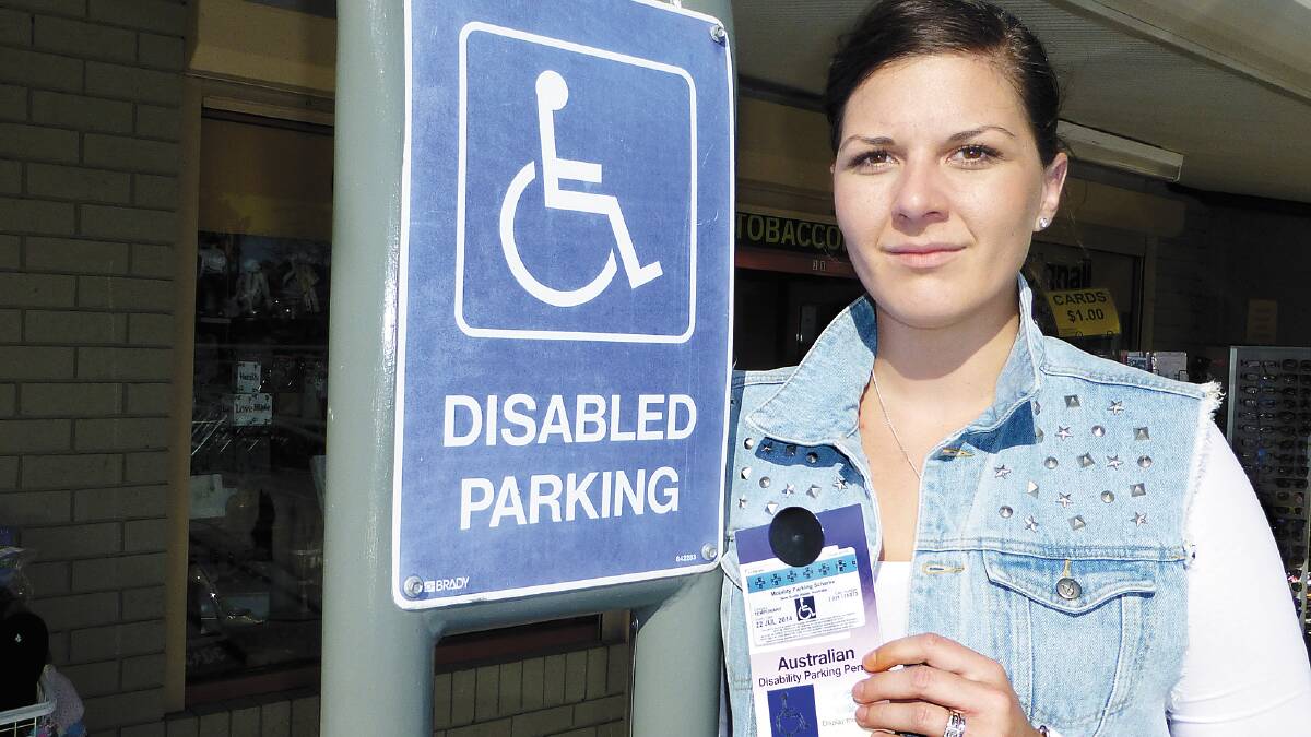 AWARENESS: Kate Watts from Vincentia is speaking out about her need to park in disabled parking spots in hopes to educate the community about the variety of conditions which class people as disabled.