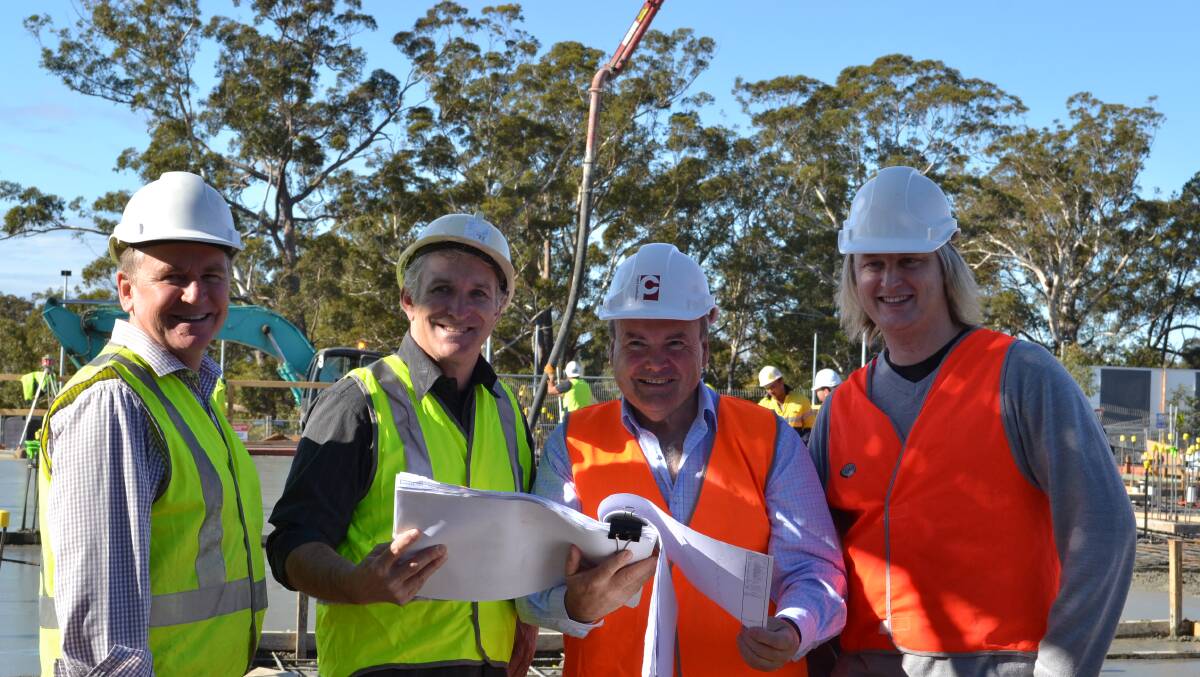 PROUD PLANNERS: Part of the team who designed Nowra’s GP super clinic: Mark Jones, Steven Bayer, Keith Smith and Gabe Reed viewing the latest progress in construction.