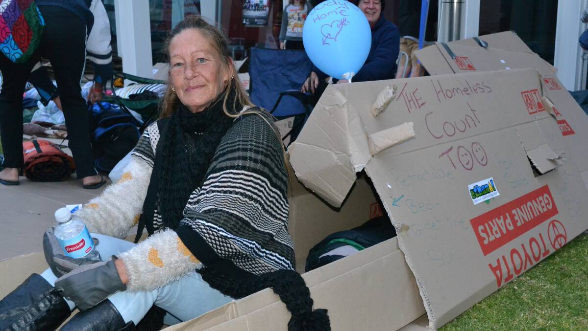 TOP BUILDER: Bomaderry woman Judy James was voted as having created the best cardboard box home during the inaugural Sleep Out Shoalhaven.