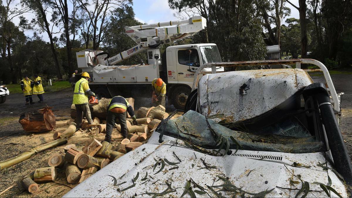 Wind, rain, snow and thunderstorms have lashed parts of Australia, leaving a trail of damage in its path. 