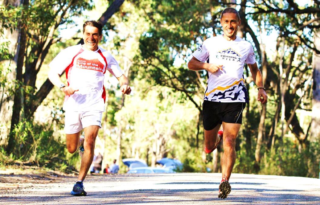 MATE AGAINST MATE: Nowra Athletics Club members Leith Babian and Damian Smith will go head to head in the 40th Shoalhaven King of the Mountain this Sunday. Photo: PAUL DAVIDSON 