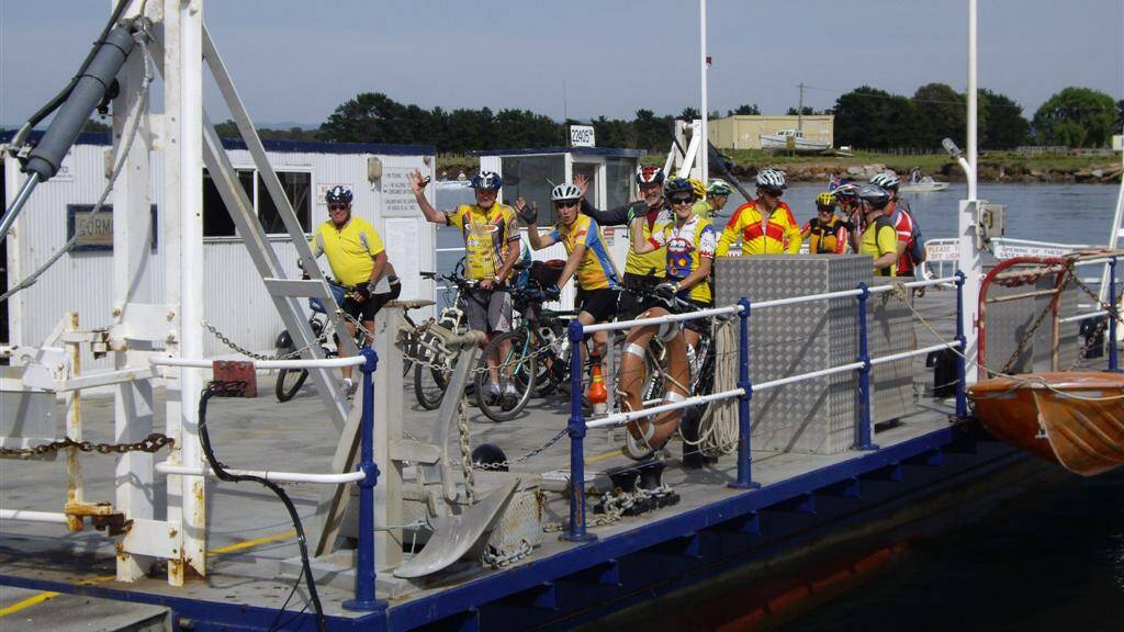 OFF ROAD: SBUG riders catch the ferry on their way to Comerong Island. 