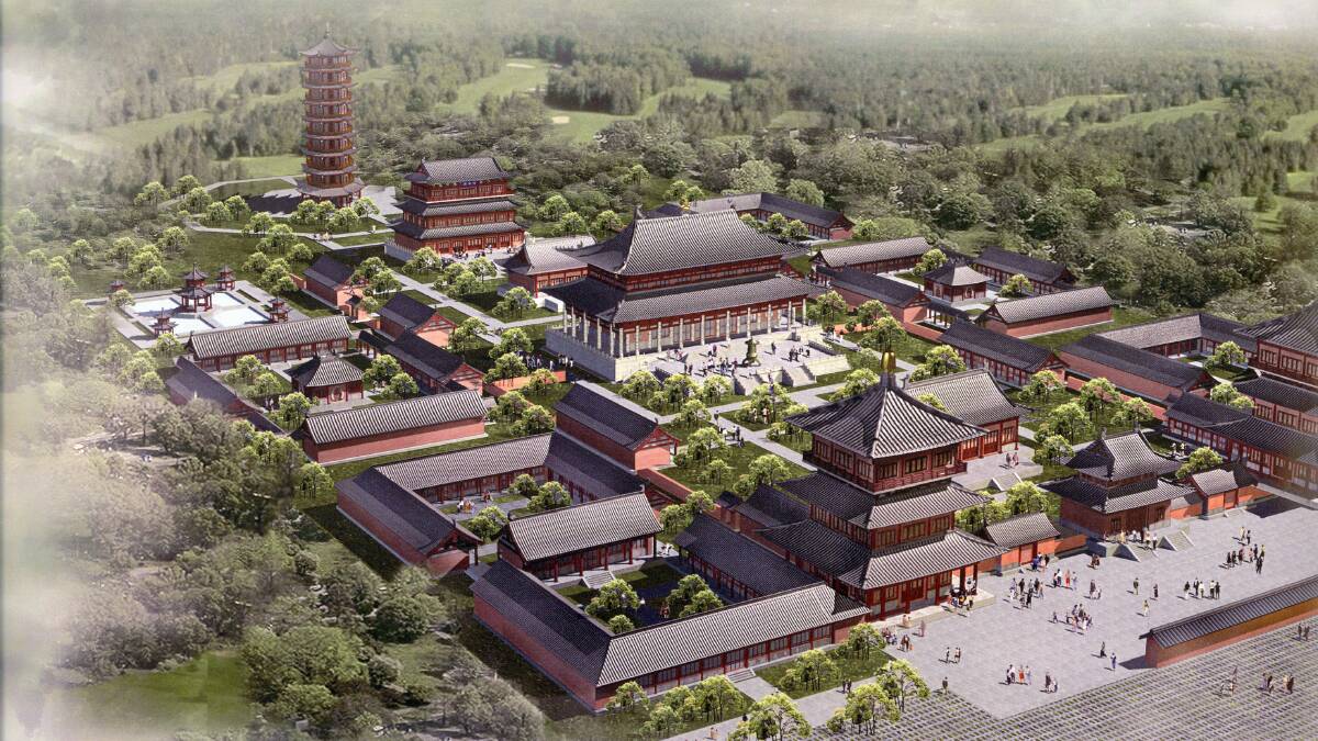 EARLY VISION: One of the artist’s impressions produced when the Shaolin Foundation first proposed a temple at Comberton Grange.
