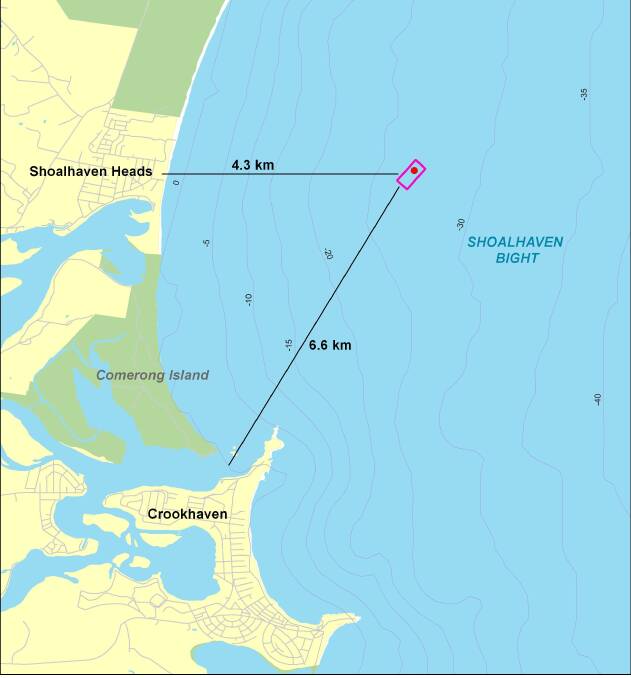 The location of where the planned artificial reef.