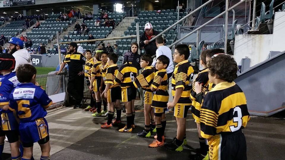 GREAT MOMENT: Nowra Warriors waiting for the ultimate football experience, playing on WIN Stadium as a warm up for The Dragon’s V Shark’s. 