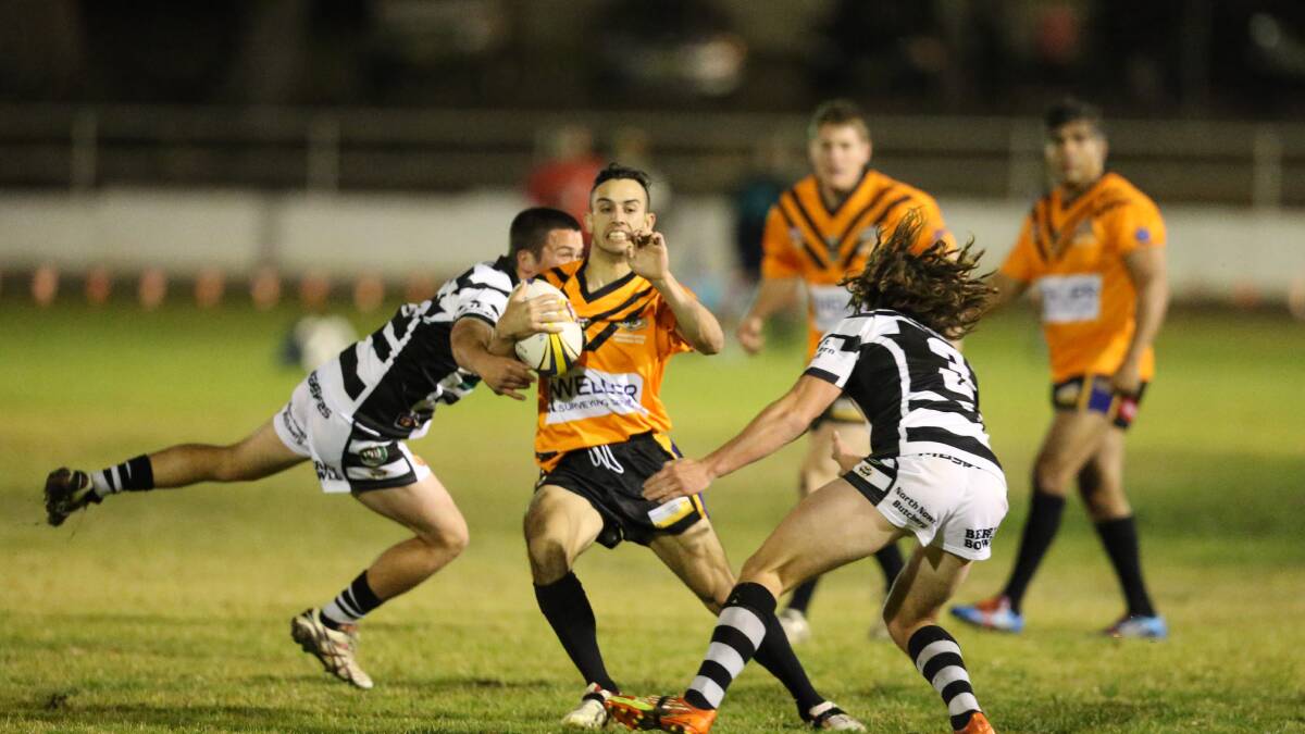 Mark Brandon.jpg- MACHINE: Nowra-Bomaderry Jets winger Mark Brandon added another try to his impressive tally in the 30-14 win over Berry on Saturday night. Photos: ROB CRAWFORD 