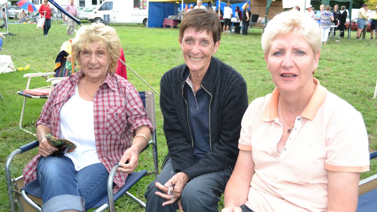 Maureen O’Donoghue from Batemans Bay, Nadine Lindsay from Bowral and Marie Norton from Batemans Bay are at the Terara Country Music Campout on Saturday.