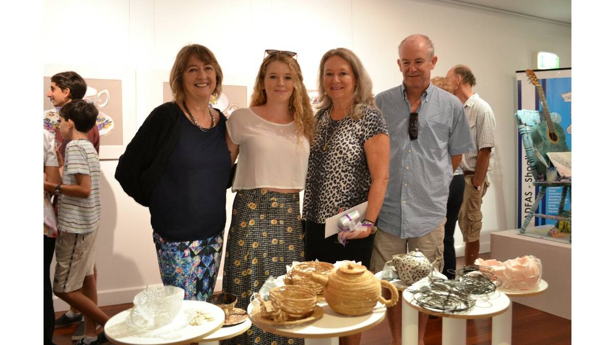 Wendy Illingsworth from Kiama, artist Bronte Illingsworth from Kiama High School, Jenny Morris from Gerroa and Scott Illingsworth from Kiama at the opening of the Body Of Work: Wow! showcase at the Shoalhaven City Arts Centre on Saturday.