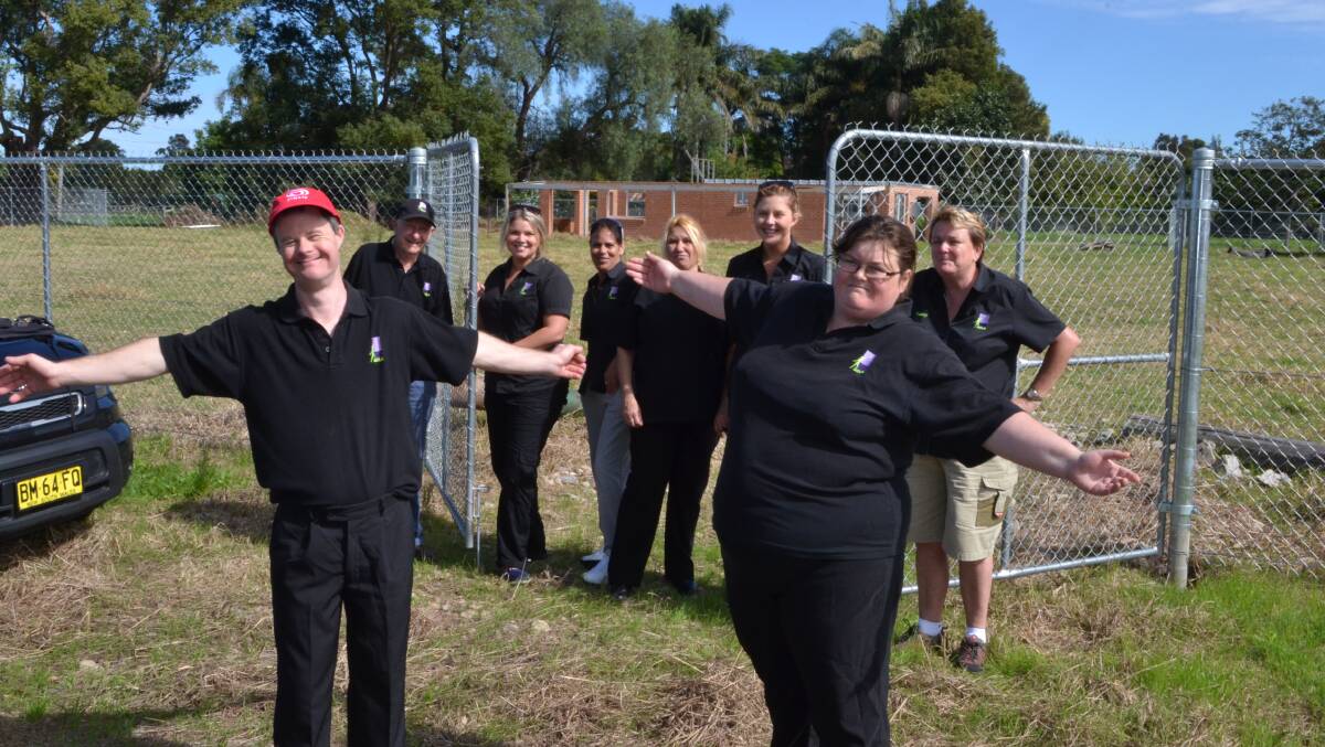 GREAT STEP AHEAD: Mathew Dodd and Alana Cotter, watched by fellow SOLA members Bert Hawk, Kira Webster, Glenda Dixon and Marisa Dick from Waminda and Bianca Smith and Tracey Puxty welcome the news work is set to start on the completion of the sustainable living garden project at Terara.