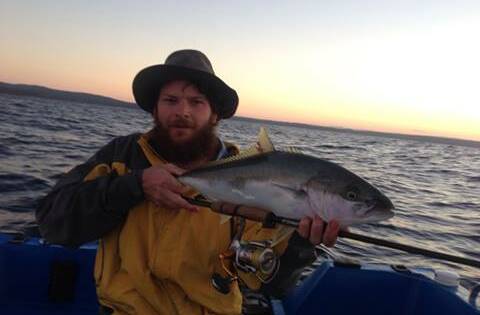 GOOD FUN: Nathan Brindle with a typical Jervis Bay kingfish for this time of year.