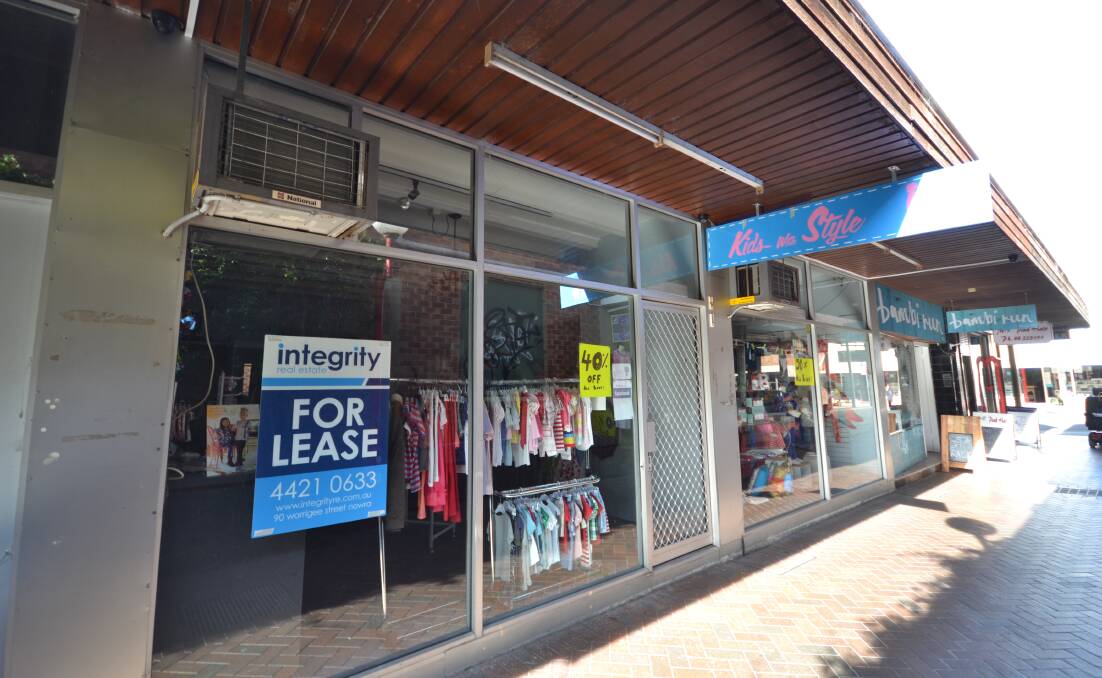 EMPTY: For lease and closing down signs are a common sight in Nowra’s CBD.