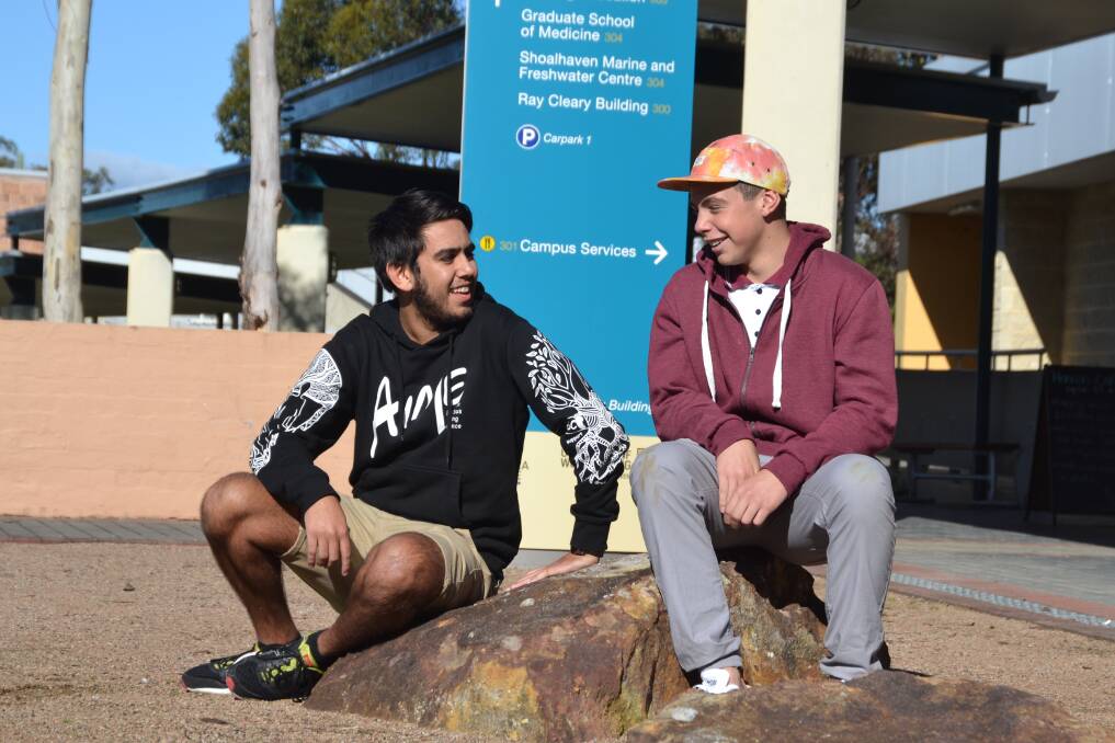 PLANNING AHEAD: Mentor Sean Gray with mentee Zach Williams take part in Wednesday’s Australian Indigenous Mentoring Experience.