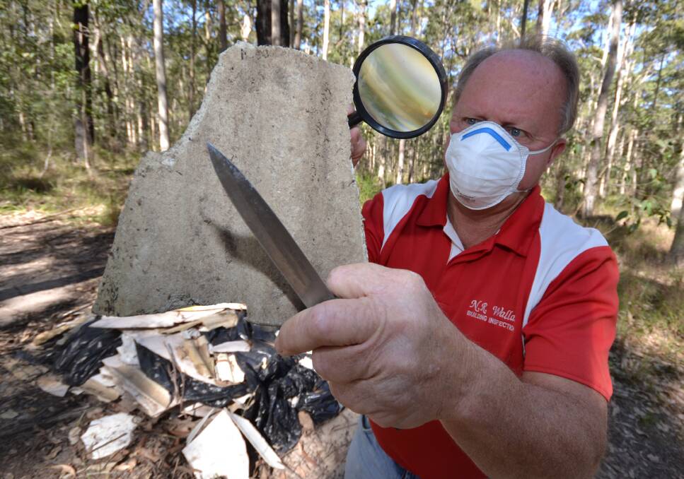 DANGER ZONE: Asbestos inspector and auditor Neil Wallace from Asbestos Reporting South Coast was shocked to discover government authorities had left an illegal asbestos dump in a public area for almost four months. 
