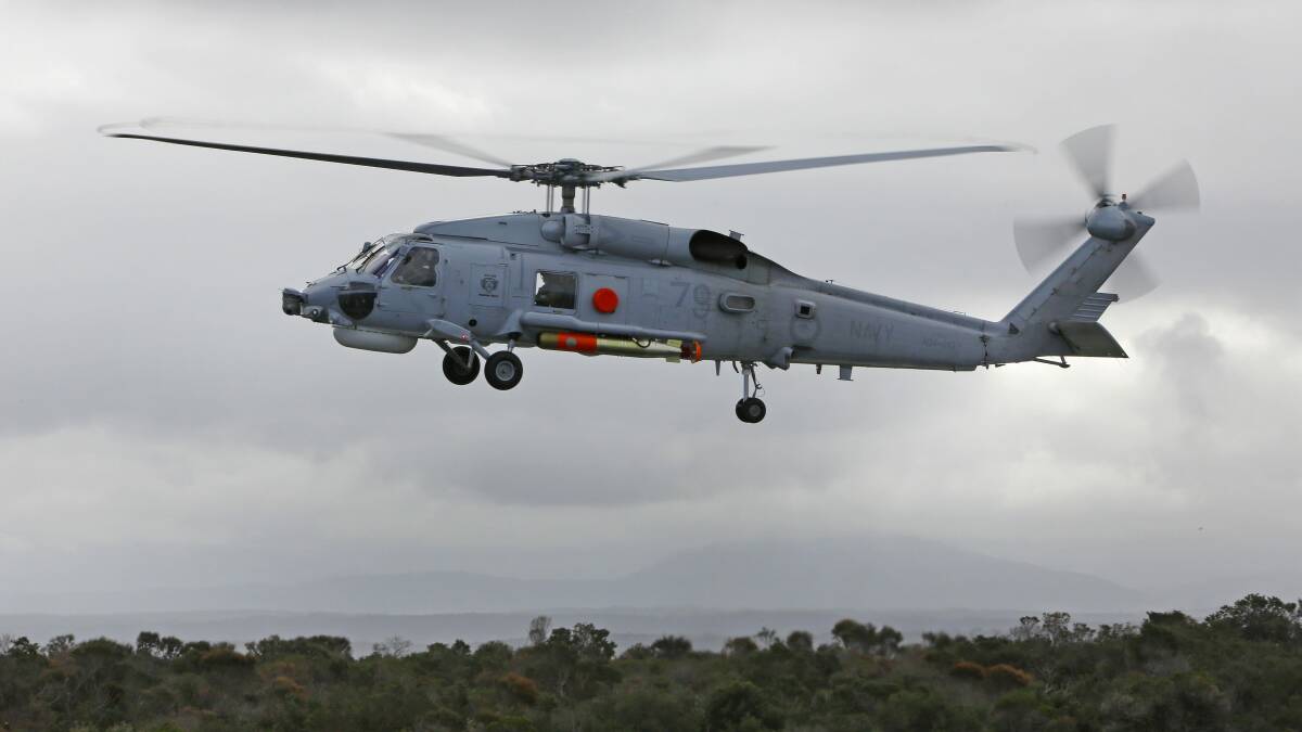 The crew of a Seahawk Helicopter at HMAS Albatross was allegedly trageted by a man with a high-powered laser on Thusrday night. 