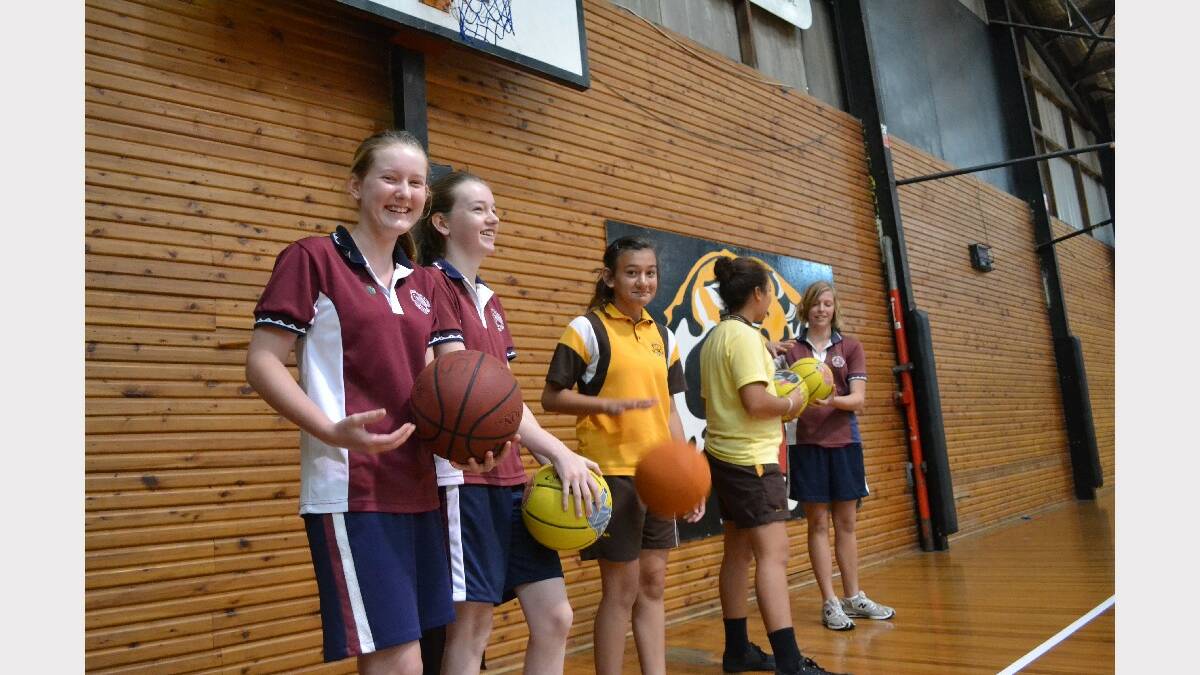 Lined up and ready for basketball during the Girls Get Active Schools Day.