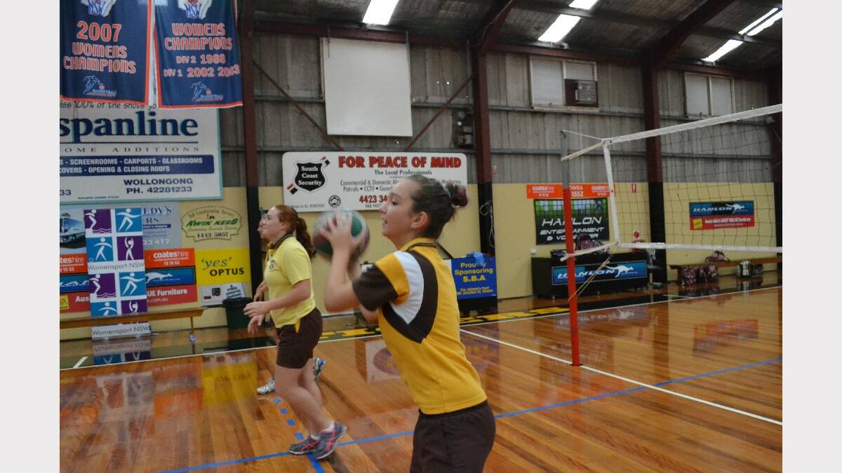 Jessica Buckland from Shoalhaven High School on the volleyball court the Girls Get Active Schools Day.