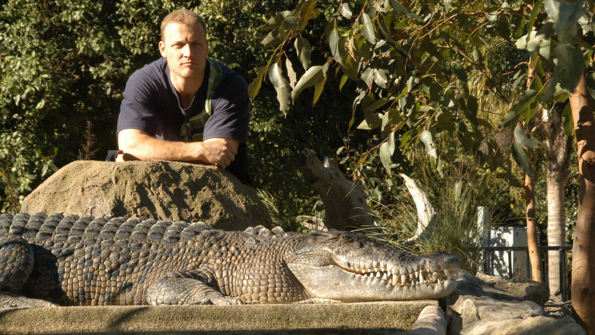 Shoalhaven Zoo owner Nick Schilko with one of the croc's at the zoo.