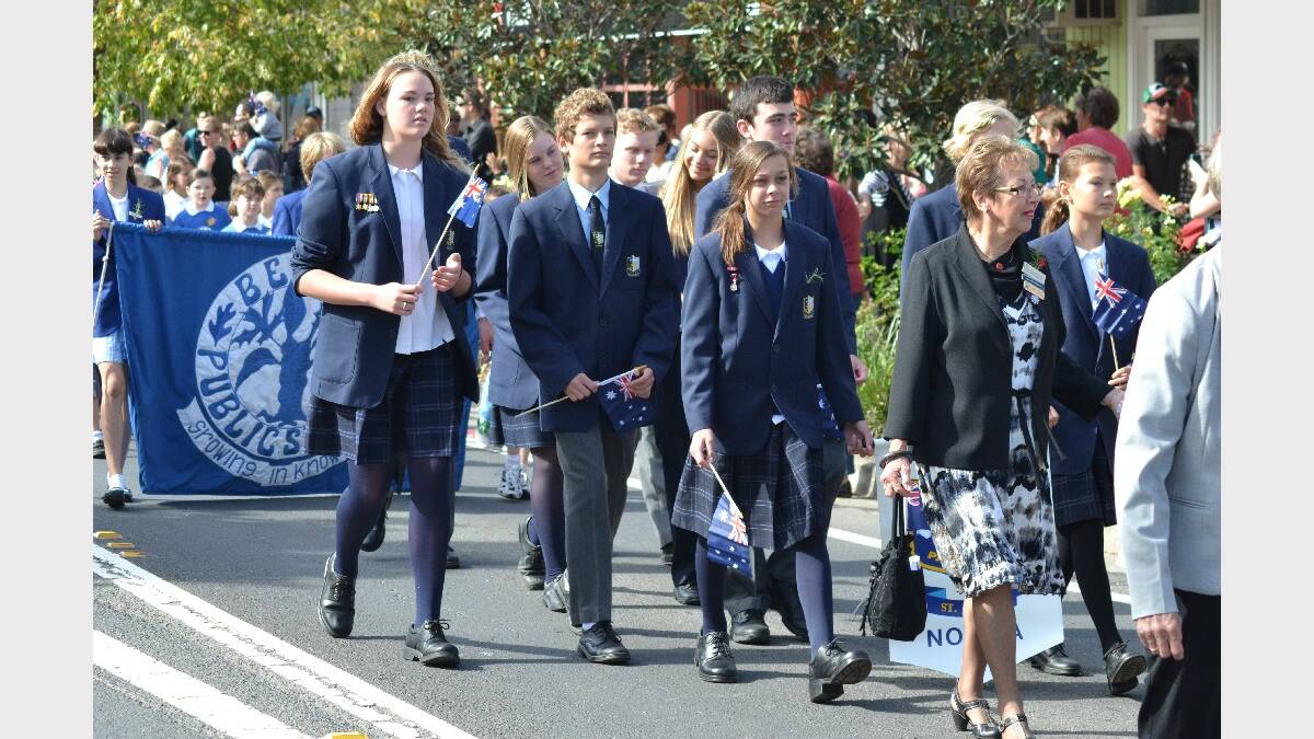 St John the Evangelist High School students at the 2014 Berry Anzac Day march.