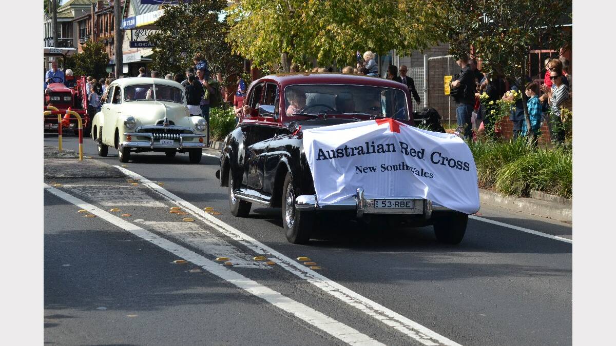 The Red Cross vehicle makes its way through the 2014 Berry Anzac Day march.