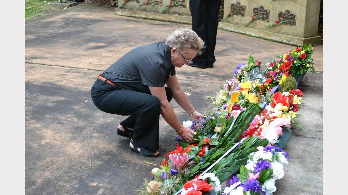 A wreath is laid for Bomaderry Bowling Club.
