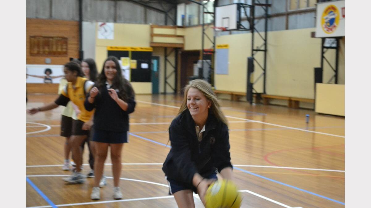 Shoalhaven High School year 9 student Tyona Curwen shoots for the net during the Girls Get Active Schools Day.
