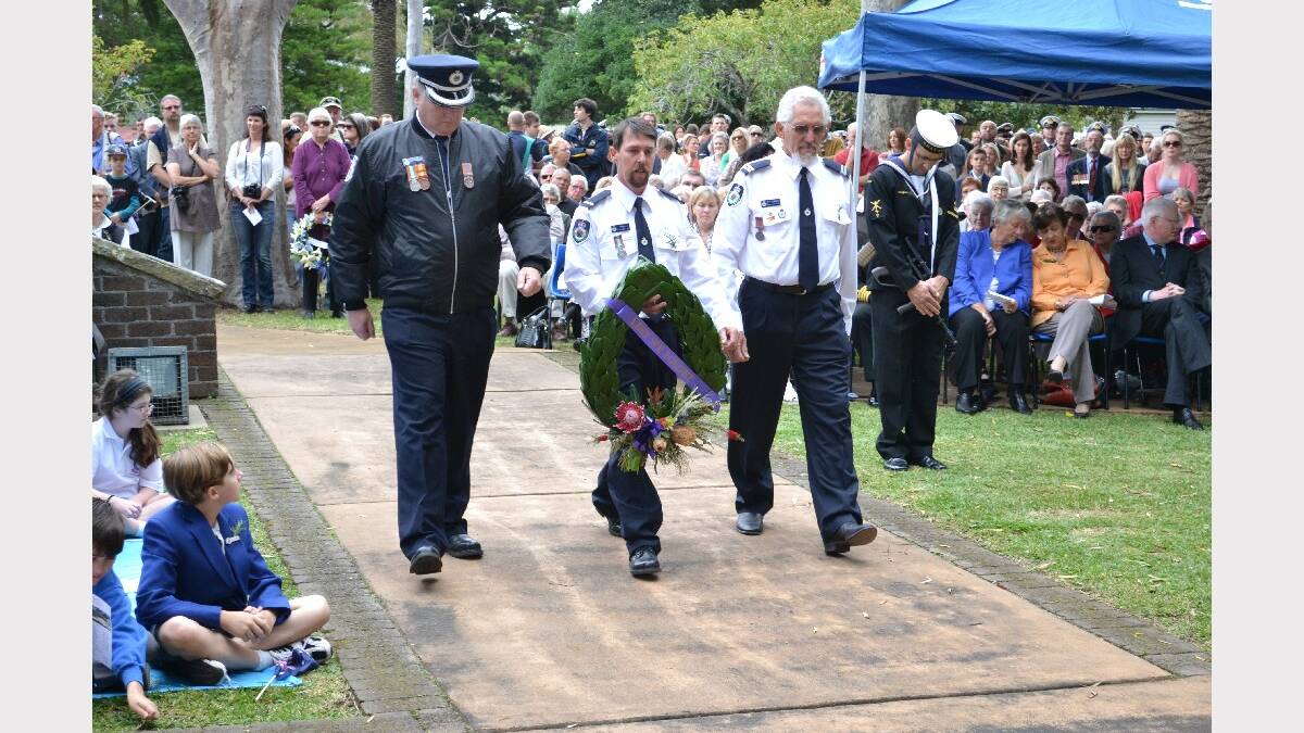 A wreath is laid for NSW Rural Fire Service Broughton Vale Berry Brigade.