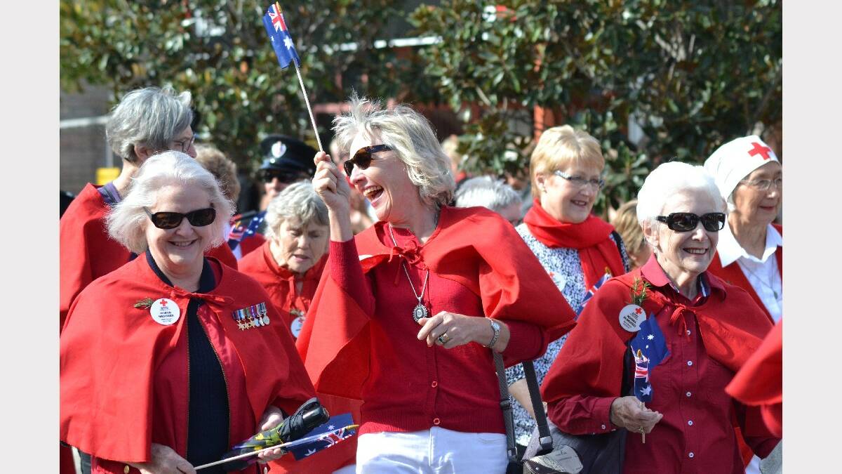 Members of the Red Cross at the 2014 Berry Anzac Day march.