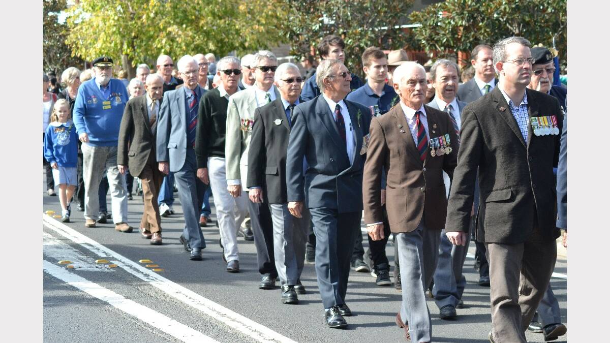 Veterans march during the 2014 Berry Anzac Day march.
