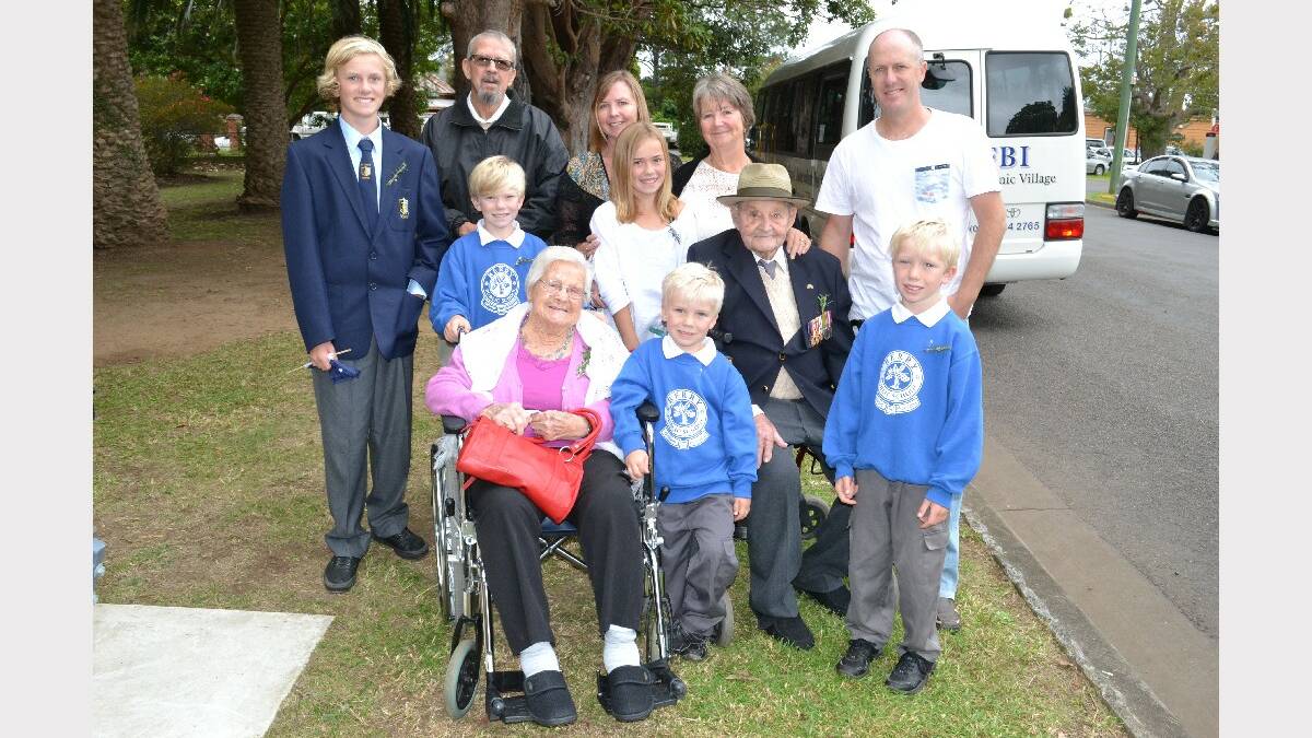 Members of the Berry Coolangatta Barfield family; (back) Tom Page, Trevor McCarthy, Linda Page, Madelene McCarthy, Brad Page, (centre) Christian Page, Maggie Page, Ernie Barfield, Matthew Page, (front) Dorothy Barfield and Will Page.