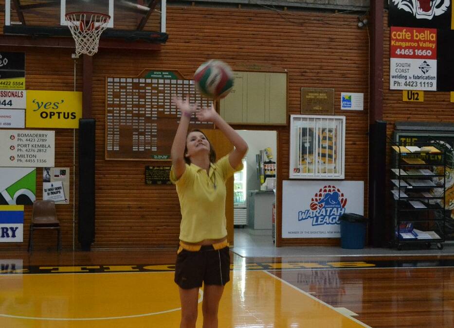 Shoalhaven High School year 8 student Cindy Morgan works on her volleyball skills at the Girls Get Active Schools Day.