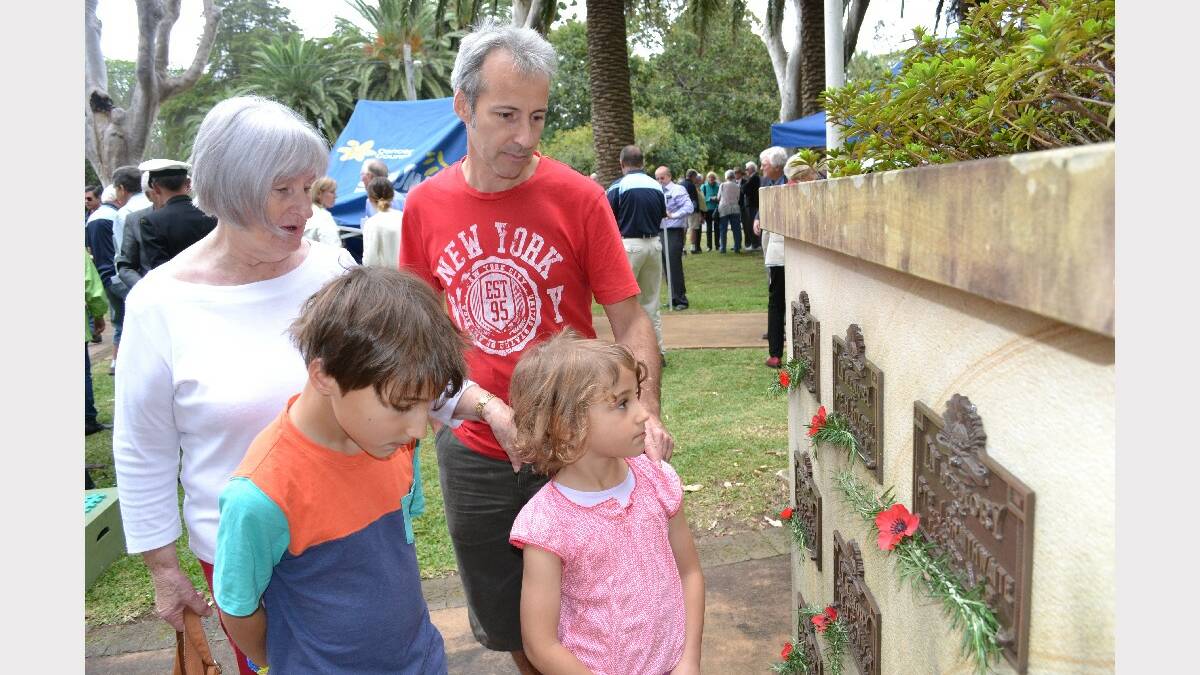 Pat Stock from Berry with her son Tony Stock and his children Luca and Sophia Stock from Sydney at the Berry RSL sub-branch Anzac Commemorative Service.