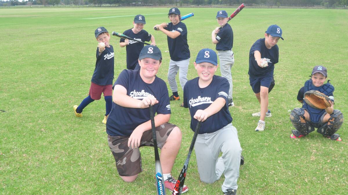 DREAM TEAM: Shoalhaven Mariners under 12s team (clockwise from bottom left) Josh Scott-Branagan, Ethan Scott-Branagan, Lucas Scott-Branagan, Jayden Brain, Robert Coleman, Stephen Pearson, Ethan Harpur and Andrew Pearson will play in the final of the Illawarra Junior Baseball League this Sunday. 