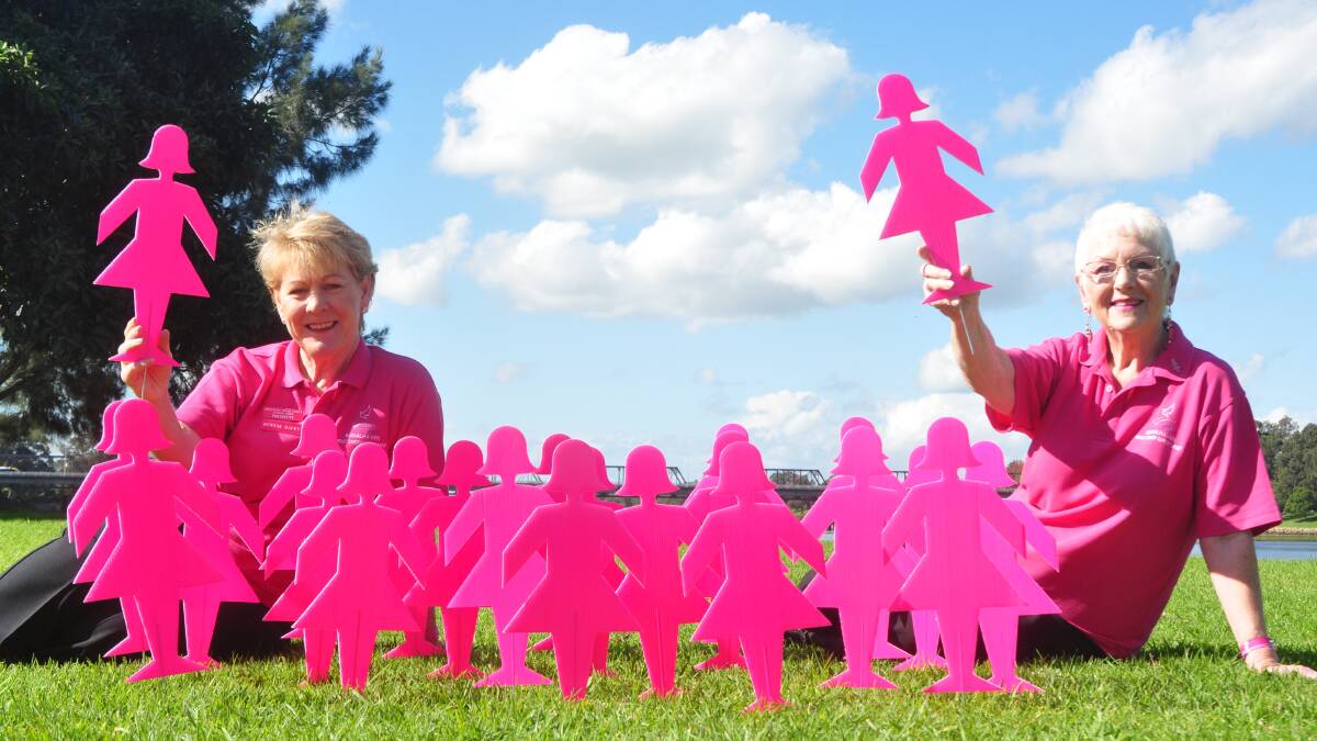 THINK PINK: President of the Shoalhaven Breast Cancer Support Group Denyse Davey and Christa Leahmann prepare for Saturday’s event.