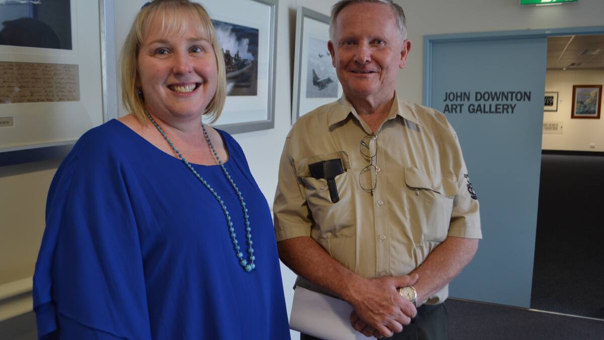 NEW SPACE: Fleet Air Arm Museum collections curator Ailsa Chittick and Shoalhaven artist John Downton outside the gallery recently named in his honour.