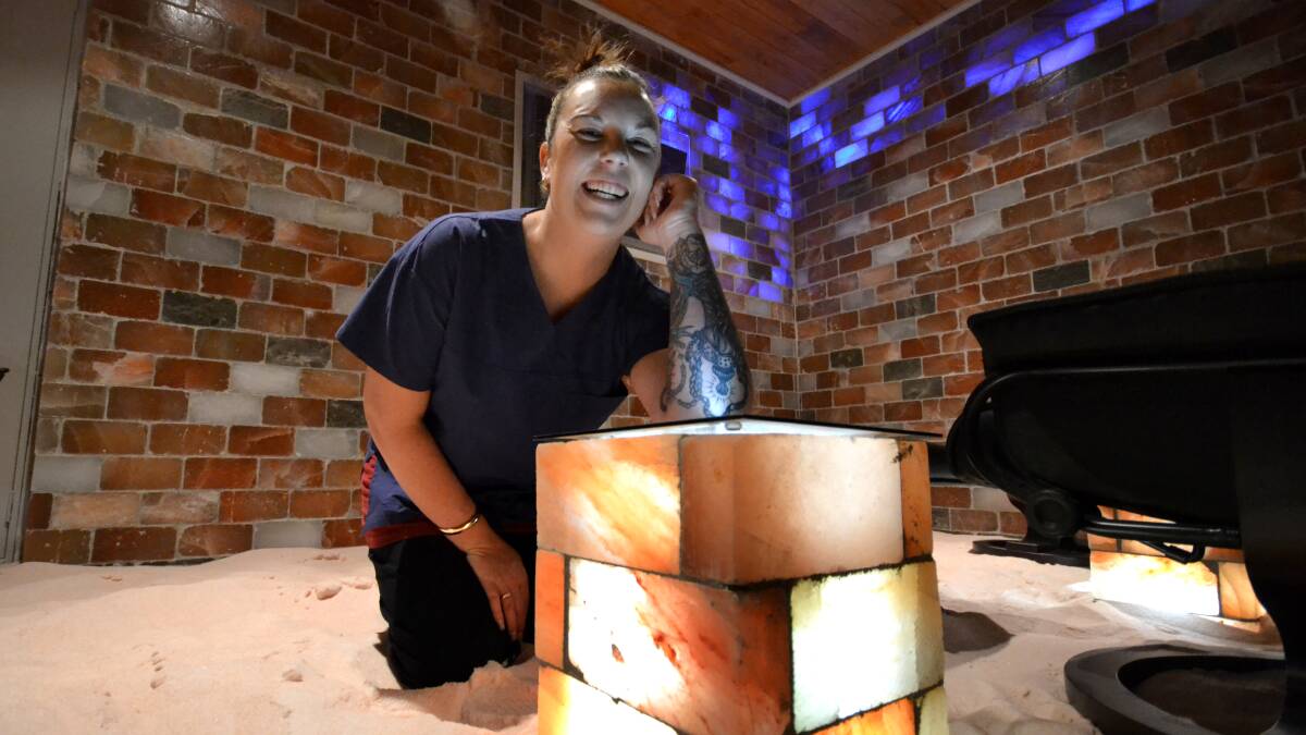 GRANULAR: Alicia Stevens in one of the salt rooms in Nowra’s first salt therapy centre.