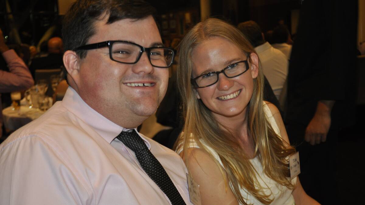 Dylan Smith, Port Pirie Recorder, and Tina Traeger at the Country Press Awards 2014 held at the new Adelaide Oval. Photo: Joanne Fosdike.
