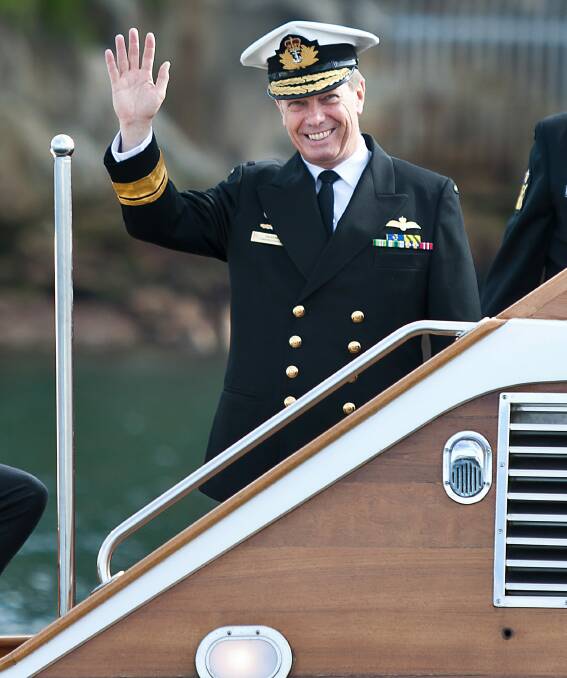 BON VOYAGE: Outgoing Commander Australian Fleet Rear Admiral Tim Barrett farewells Fleet Base East.