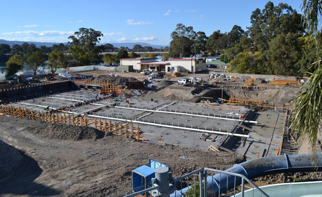 FLOORED: Contractors complete work ahead of the laying of the first section of concrete floor in the new Nowra Pool which could take place later this week.