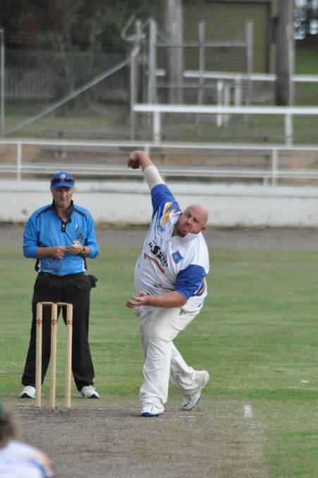 EIGHT DOWN: Ulladulla’s Nathan Bell on his way to 8/90 against Nowra on Saturday. Photo: PATRICK FAHY