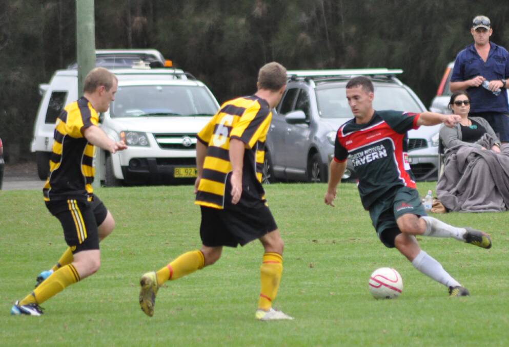 ACTION PACKED: Illaroo’s Aaron Crittenden in action during his team’s 3-all draw with Bomaderry last week. 	Photo: PATRICK FAHY