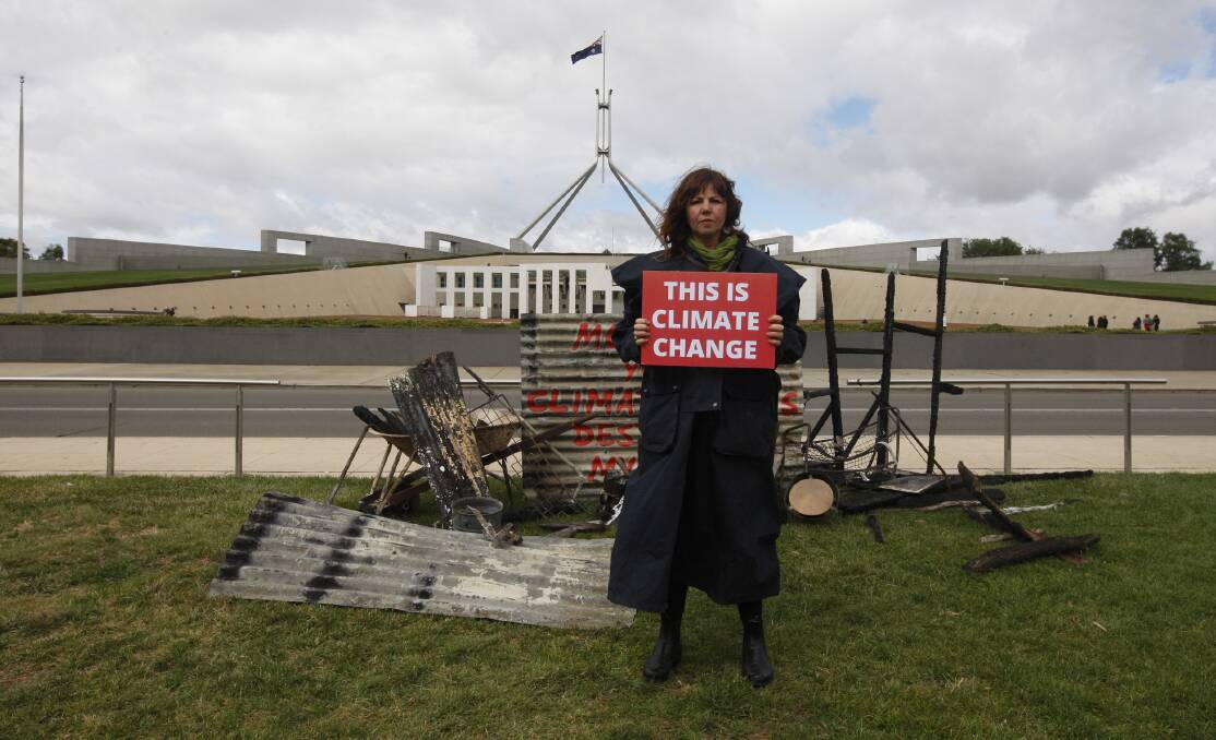Cr Jo Dodds outside Parliament House on Monday. Picture: Dean Sewell/Greenpeace